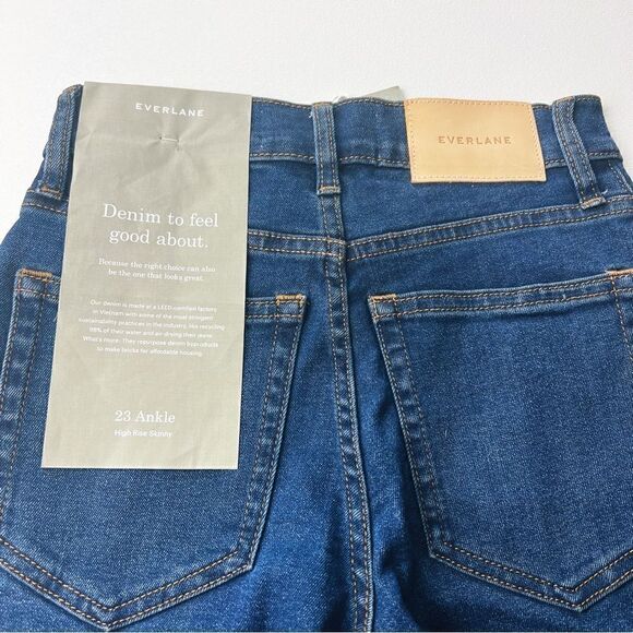 Everlane The Authentic Stretch High Skinny Ankle Jean Dark Blue Wash Size 23 New - Picture 13 of 13